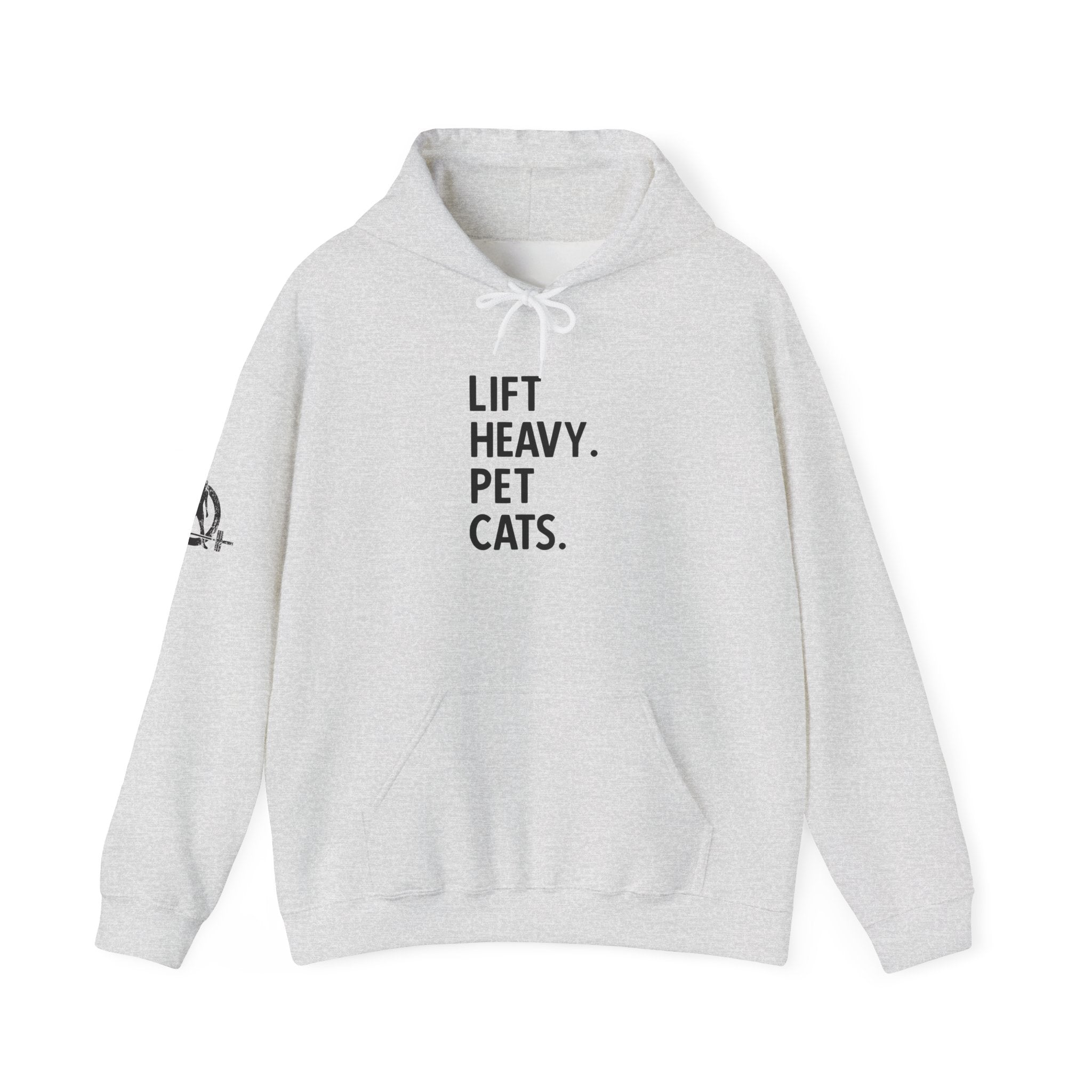 Lift Heavy Pet Cats – Unisex Heavy Blend™ Hooded Sweatshirt (Black Logo) 🏋️‍♂️🐱