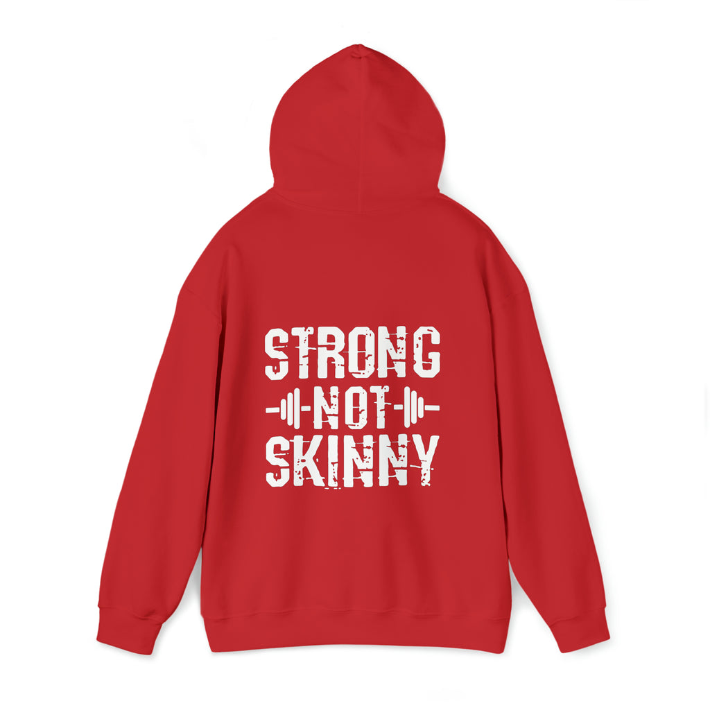 Strong Not Skinny - White Distressed Logo - Unisex Heavy Blend Hooded Sweatshirt