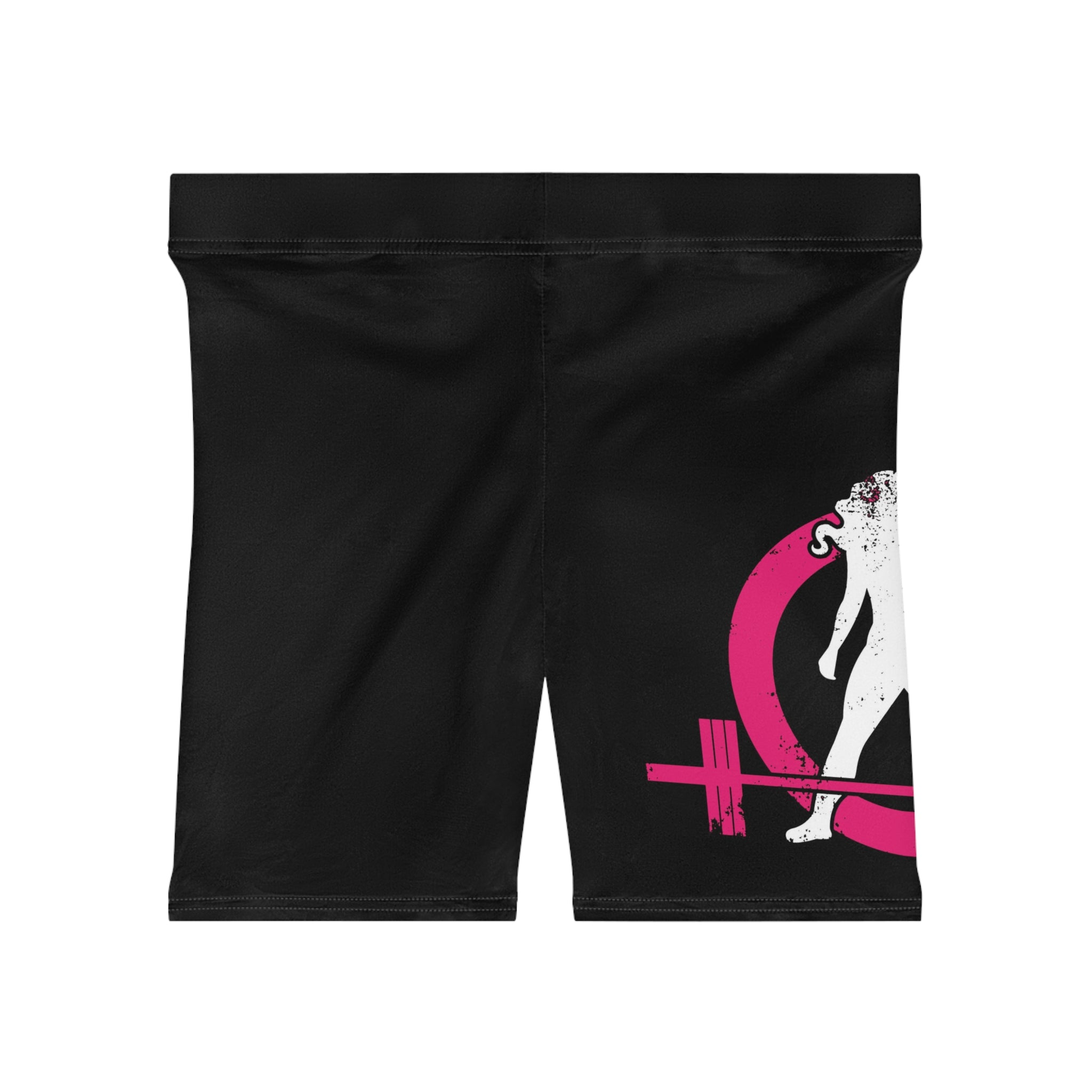 Women's Biker Shorts - Black with Distressed Color Logo
