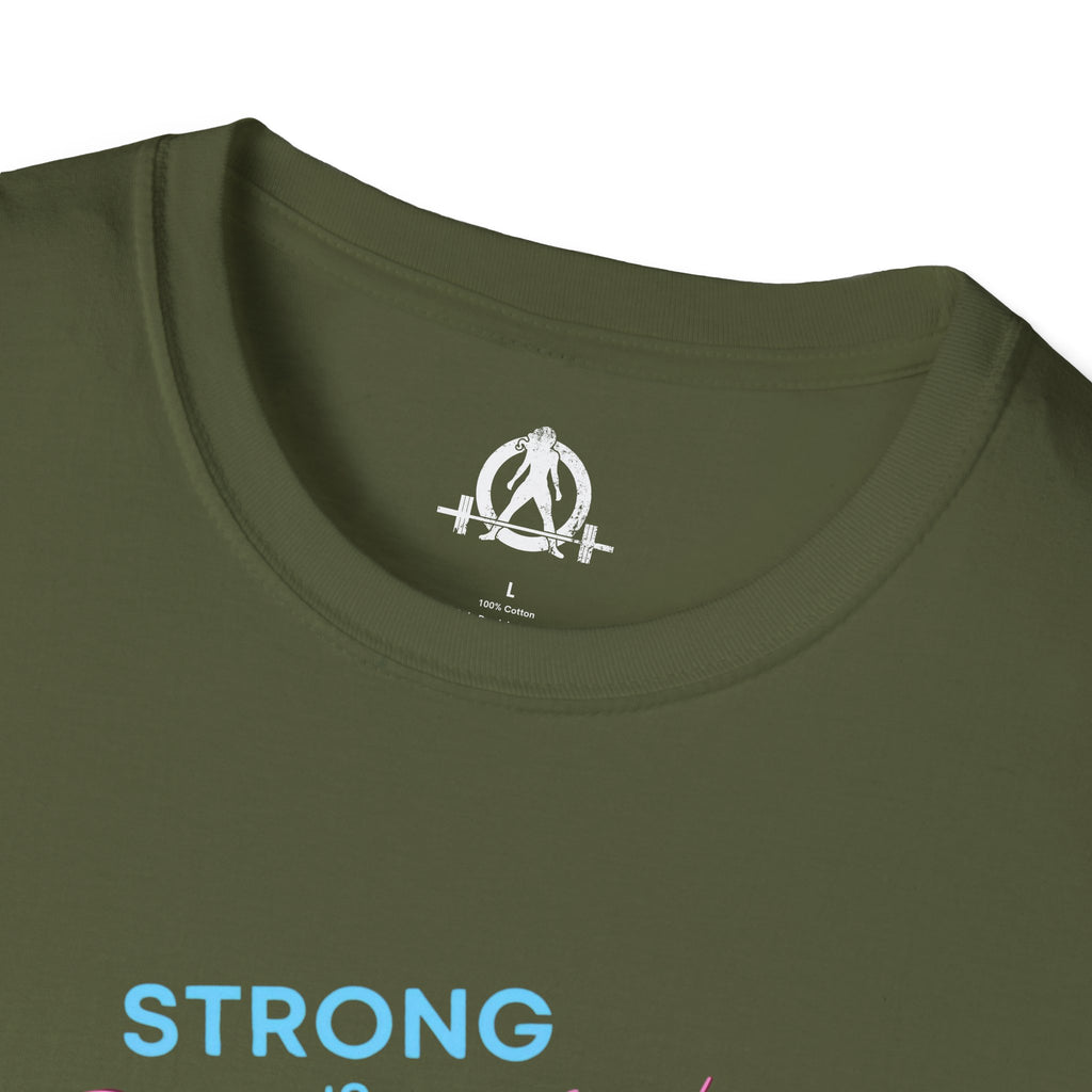 Strong Is Beautiful - Comic - Unisex Softstyle T-Shirt - White Print on Front Plain Back