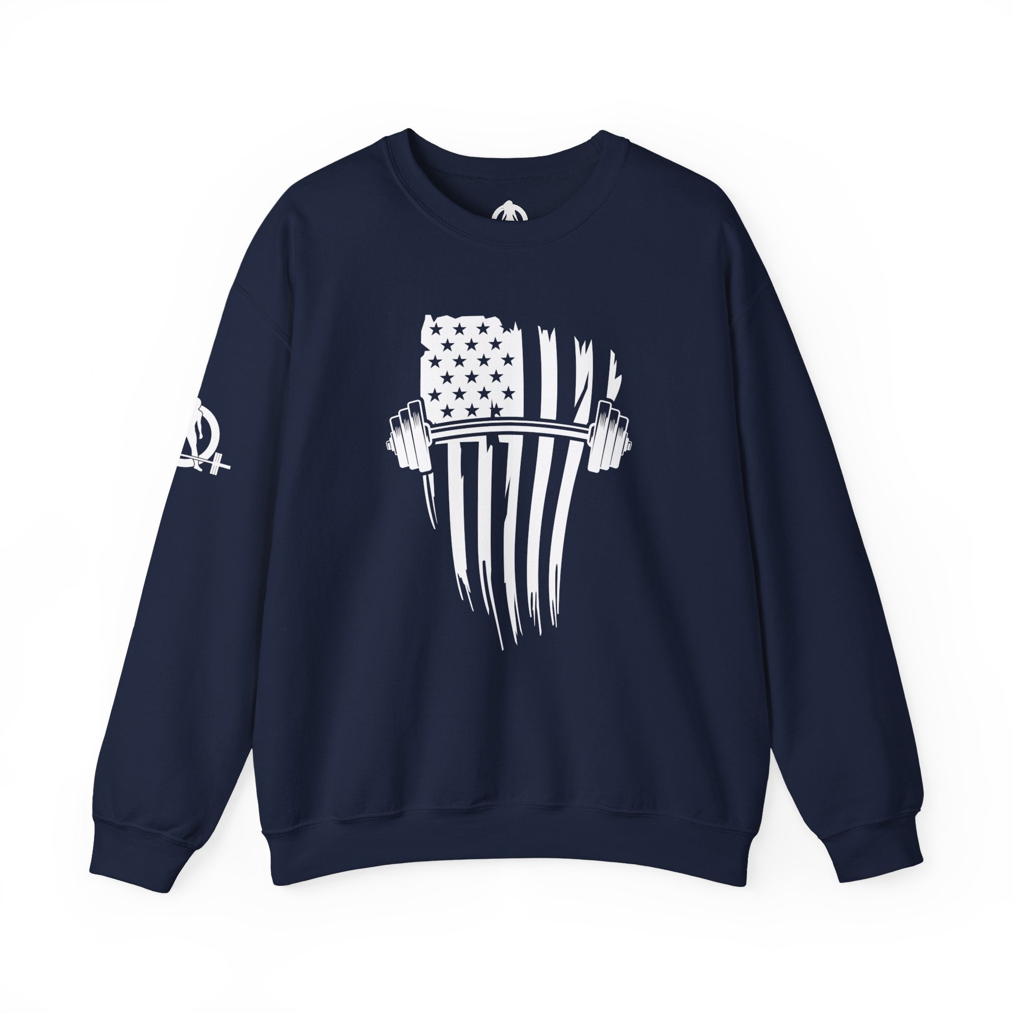 USA Barbell - Unisex Heavy Blend™ Crewneck Sweatshirt - White Logo