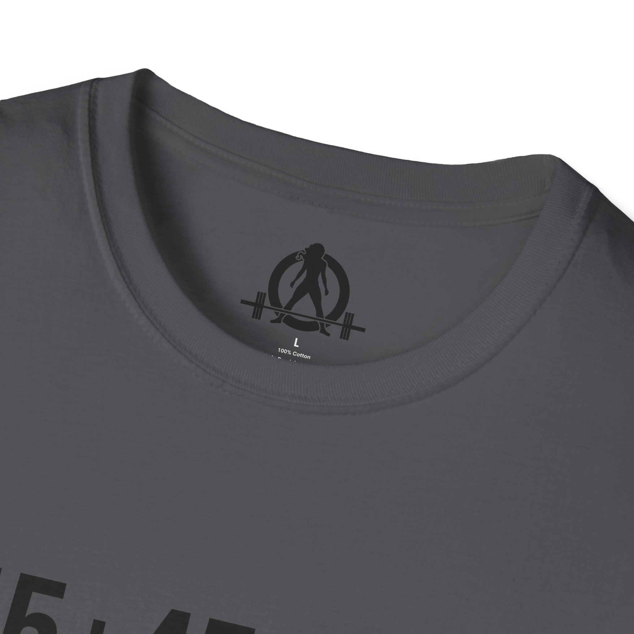 45 + 45 = 135 - Unisex Softstyle T-Shirt - Black Print on Front Plain Back