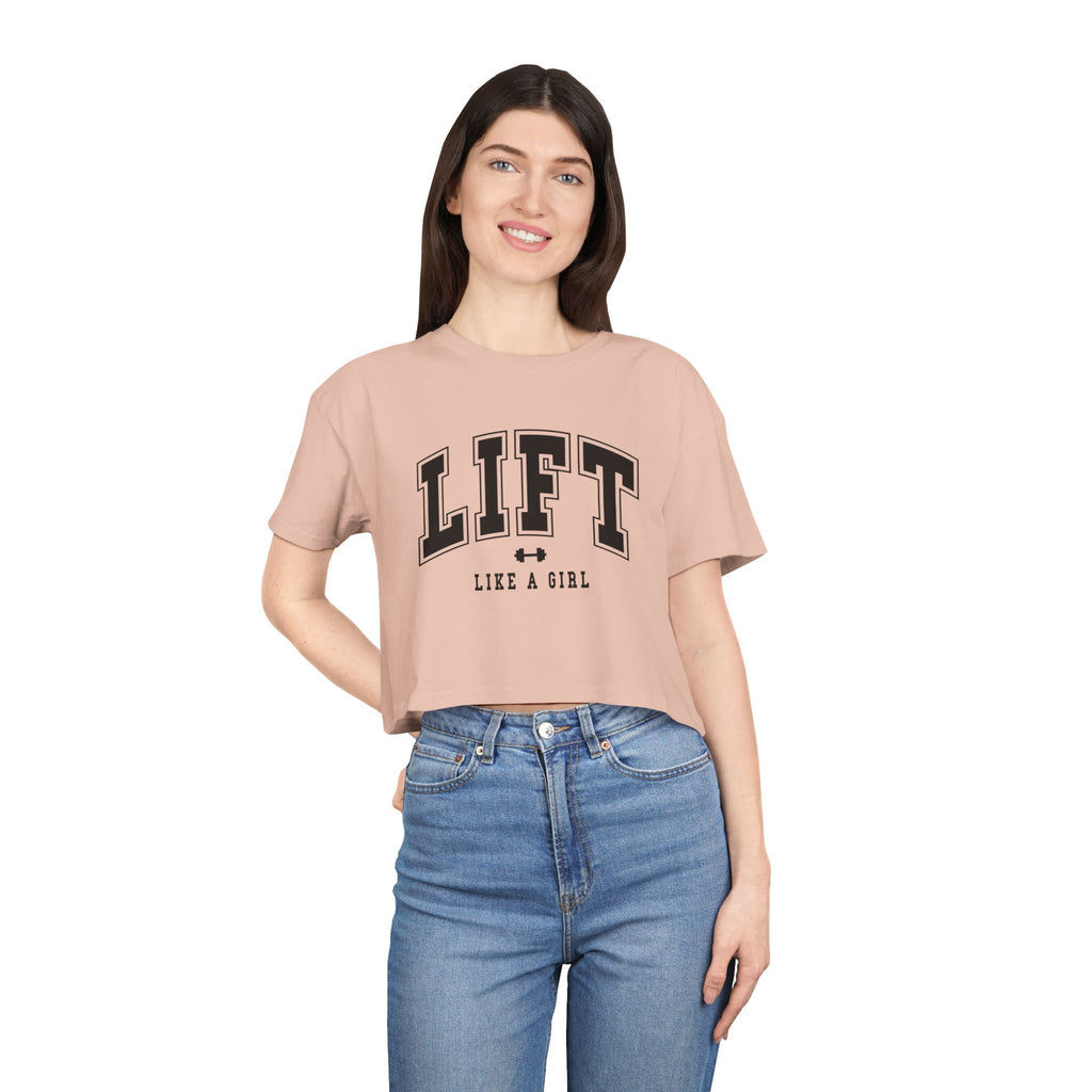 Lift Like A Girl - Women's Crop Tee - Black Logo