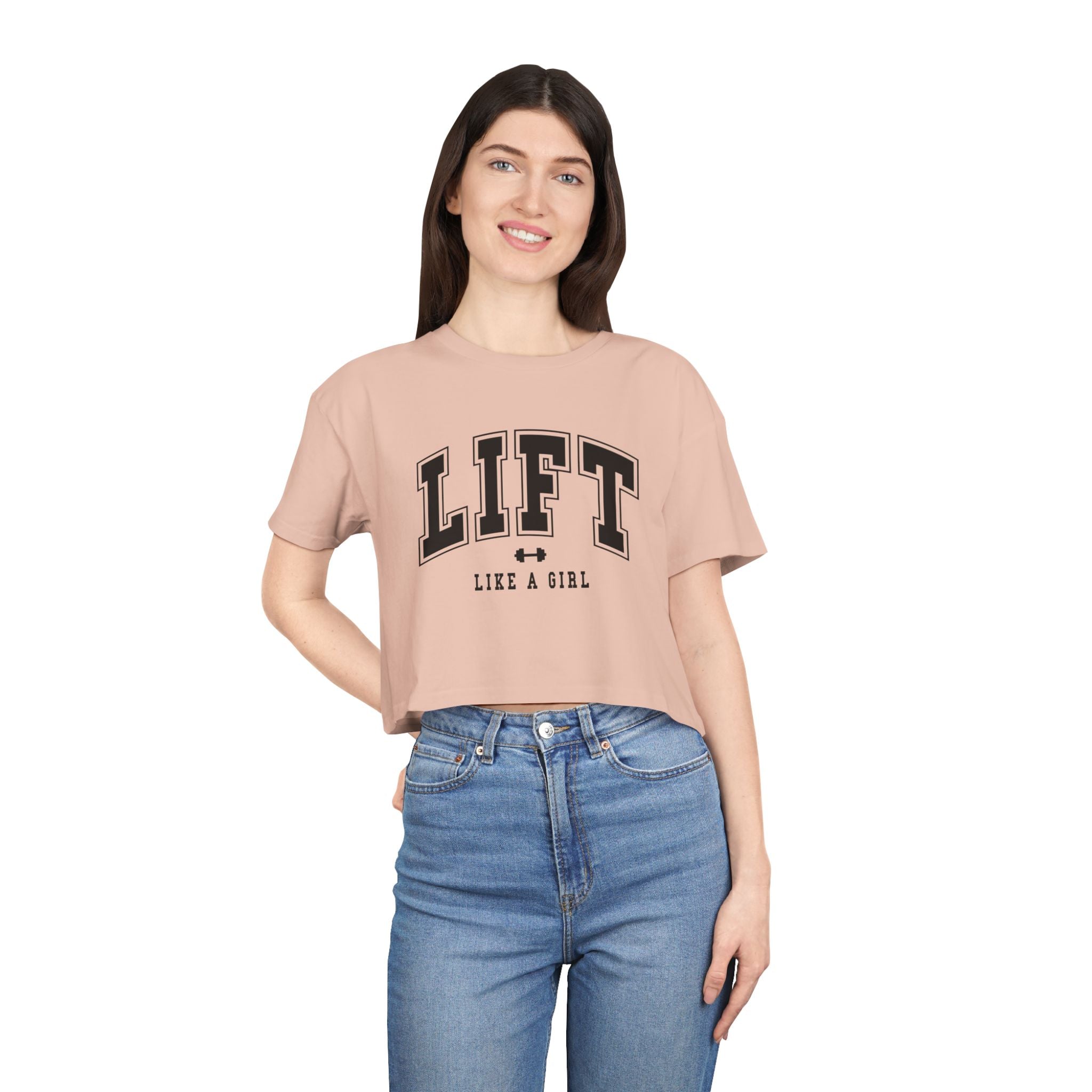 Lift Like A Girl - Women's Crop Tee - Black Logo