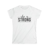 She is STRONG - Women's Softstyle Tee - Front Print Black