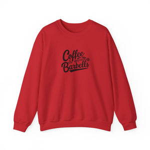 Coffee & Barbells - Unisex Heavy Blend™ Crewneck Sweatshirt - Black Logo on Front