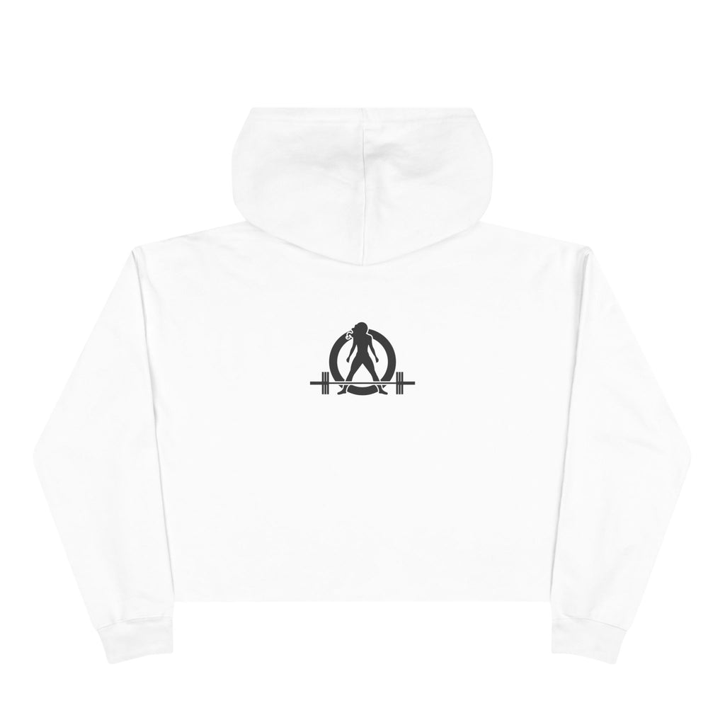 Strong Not Skinny - Empowered Crop Hoodie – For Strong Women Who Lift - Black Distressed Logo