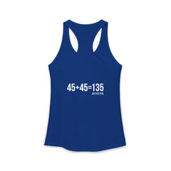 45 + 45 = 135 - Women's Ideal Racerback Tank - White Print Front & Back
