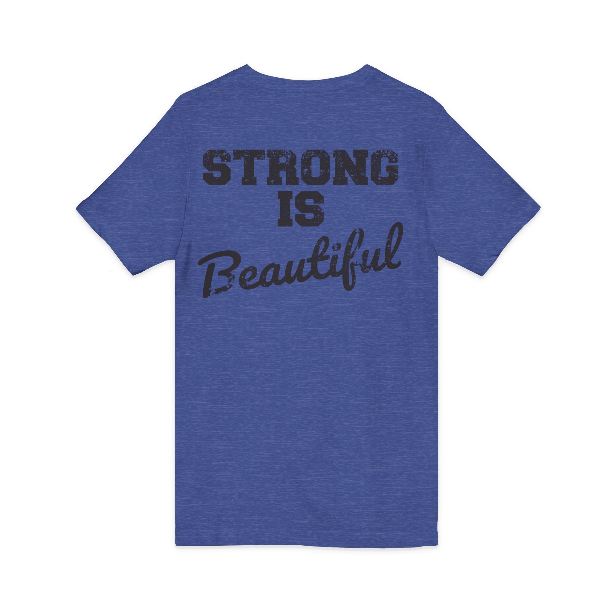 Strong Is Beautiful - Distressed Black Logo - Unisex Jersey Short Sleeve V-Neck Tee