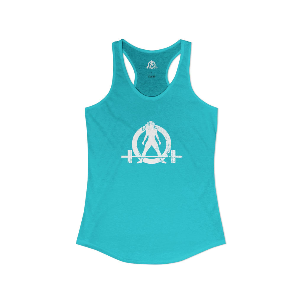 I Could Deadlift You - Women's Ideal Racerback Tank - White Logo - Front & Back Print