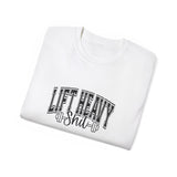 Lift Heavy Shit - Unisex Ultra Cotton Tee - Front Black Logo - Plain Back