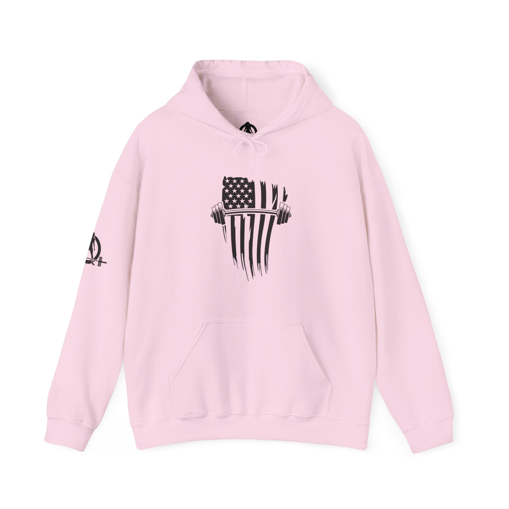 USA Barbell - Unisex Heavy Blend Hooded Sweatshirt  - Front White Logo