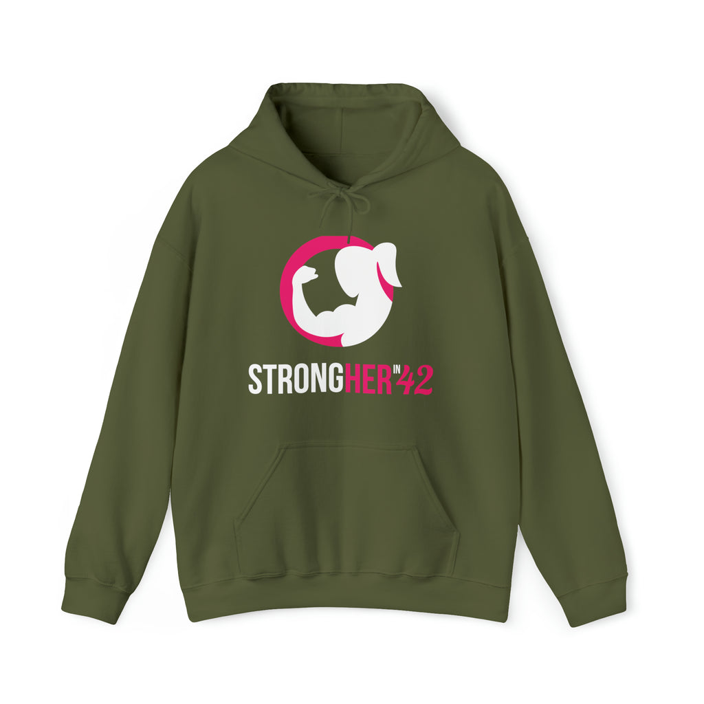 Strong Her in 42 - Classic Color Logo - Unisex Heavy Blend Hooded Sweatshirt