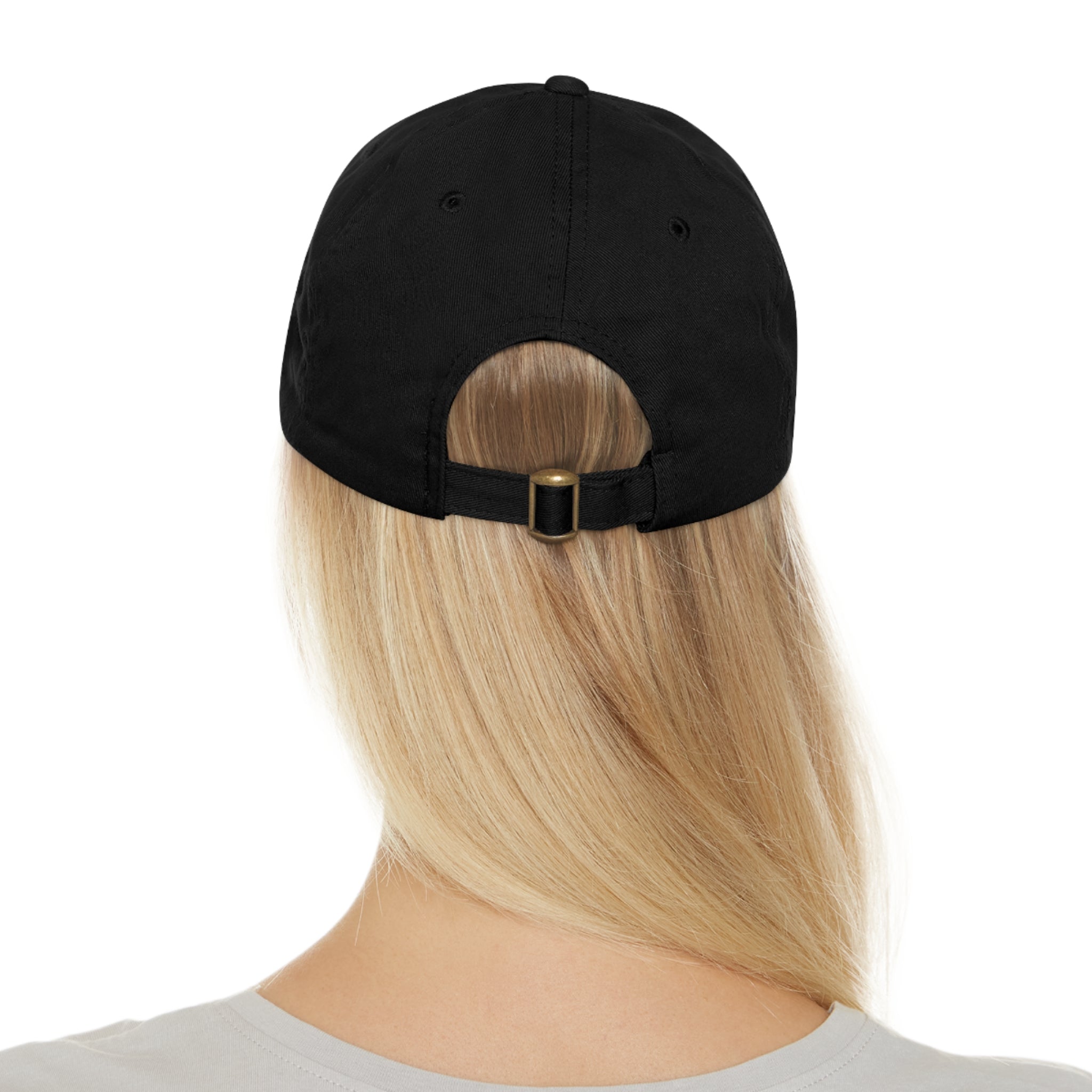 Coffee & Barbells - Dad Hat with Leather Patch (Rectangle) - White Font