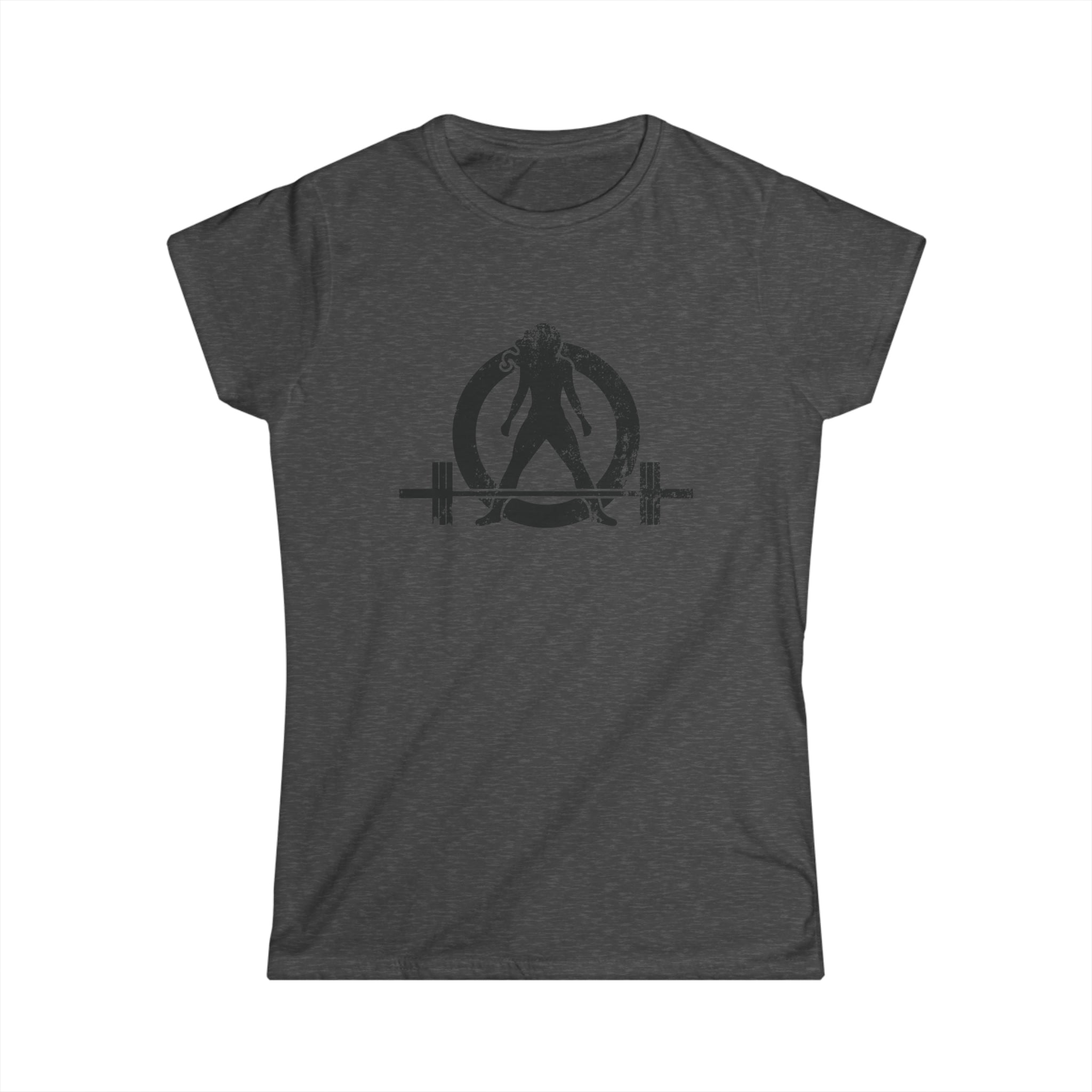Women's Softstyle Tee - Distressed Black Logo - Plain Back