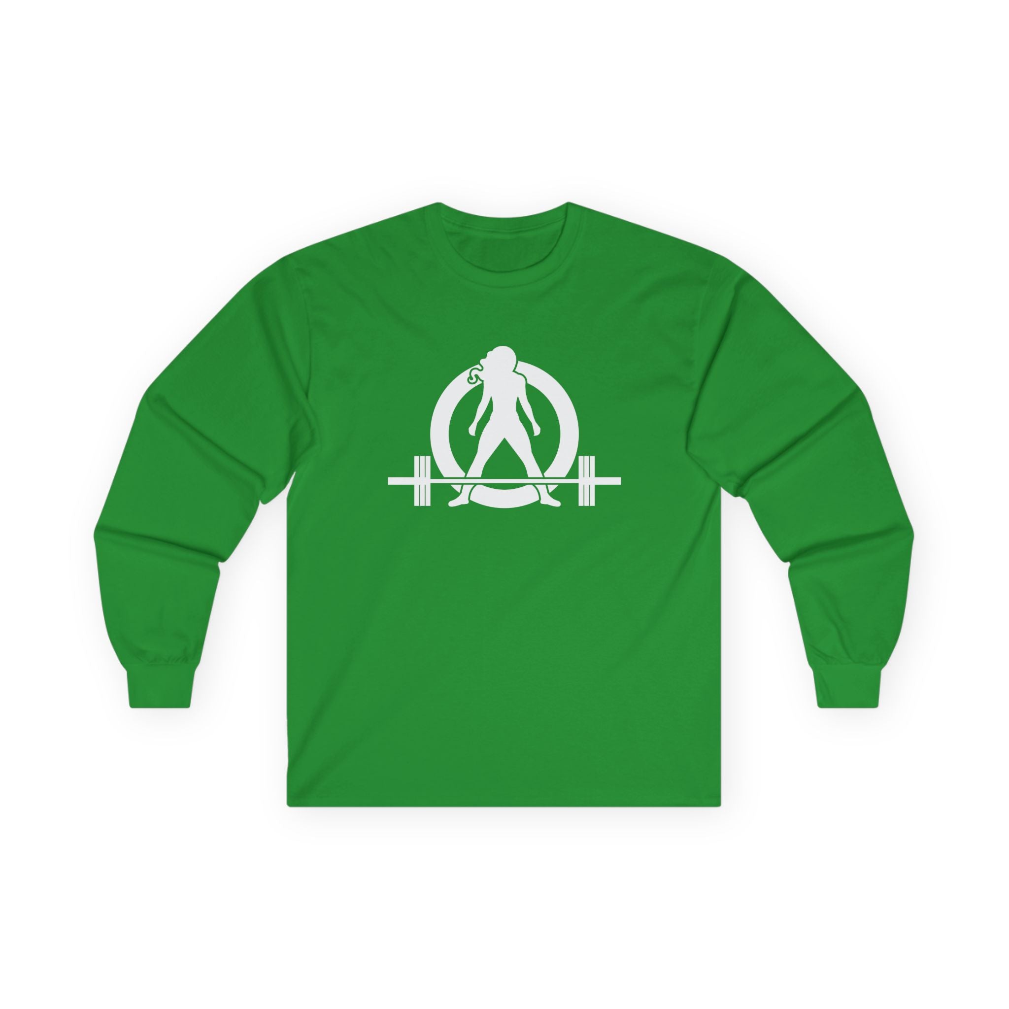 Lift Heavy Run Fast - Ultra Cotton Long Sleeve Tee - White Logo Front & Back