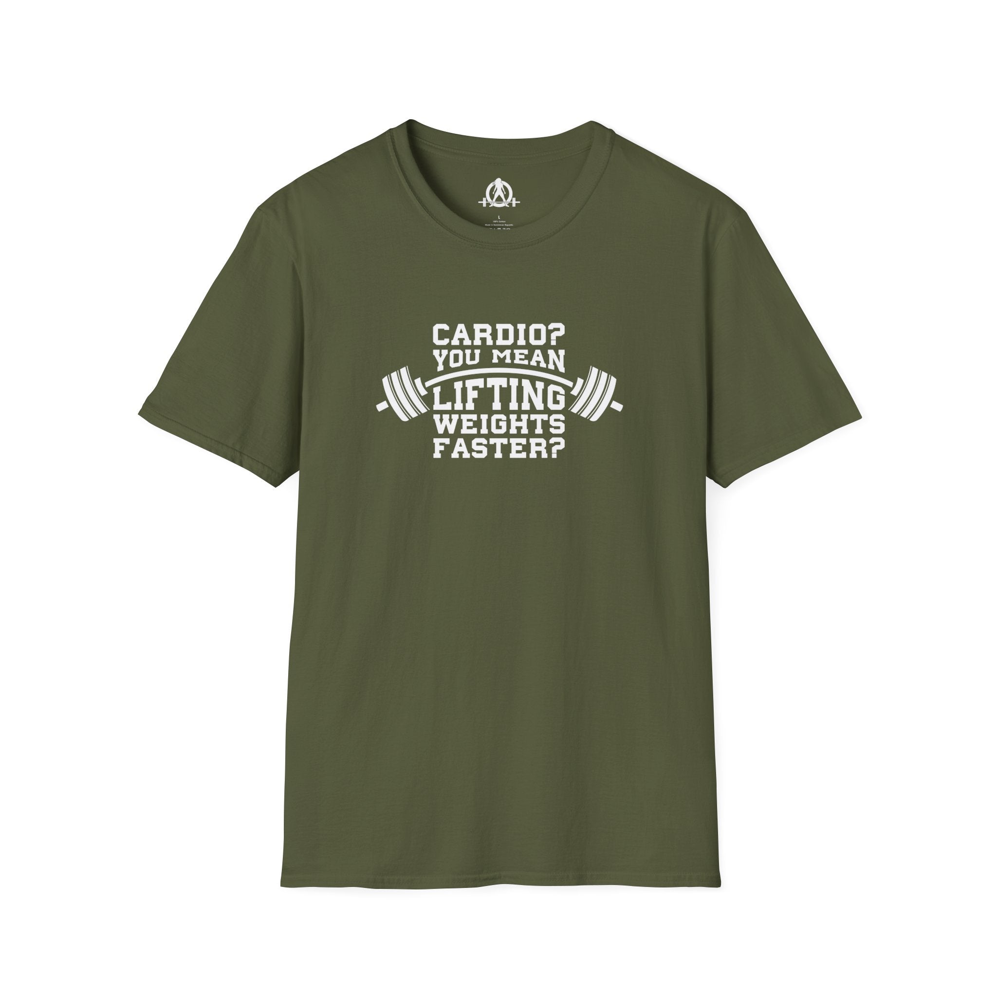 Cardio = Lift Weights Faster - Unisex Softstyle T-Shirt - Logo Front