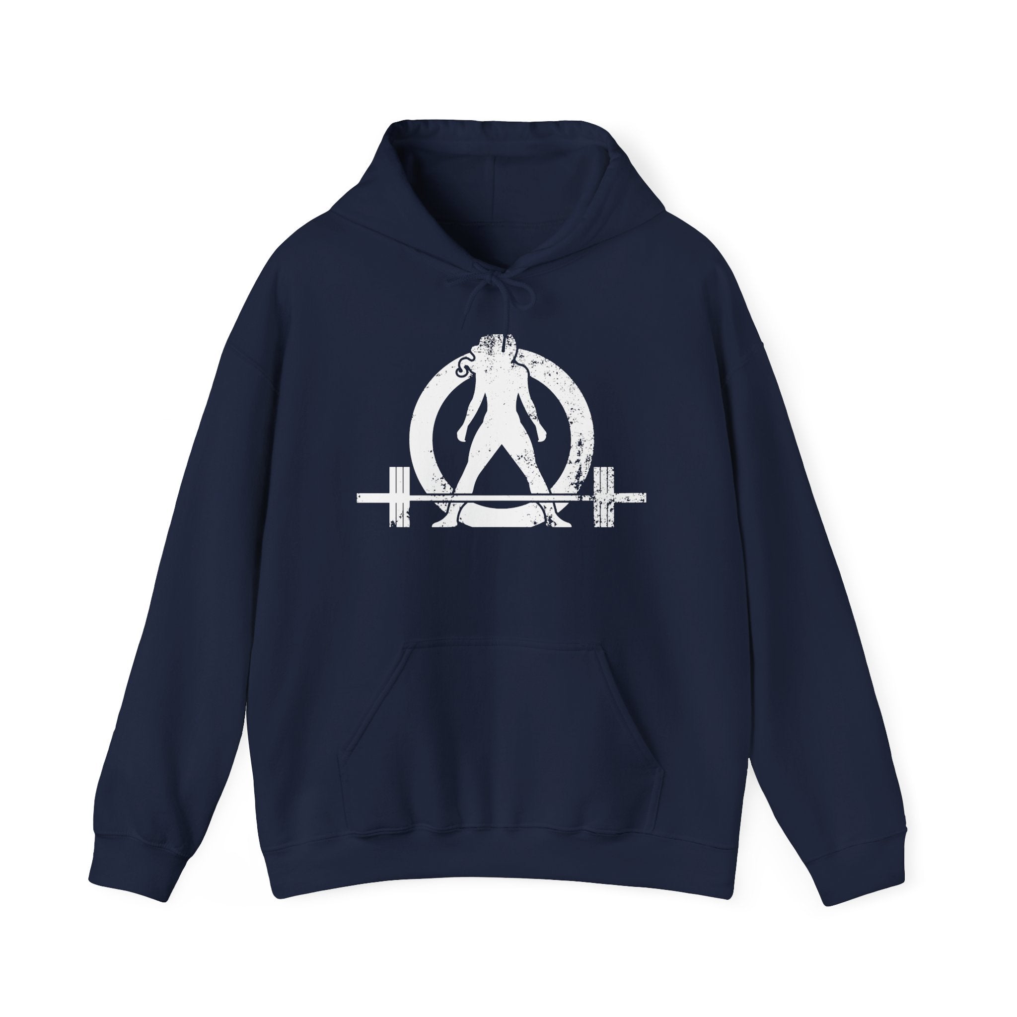 Unisex Heavy Blend Hooded Sweatshirt - Distressed White Logo - Plain Back (BEST SELLER)