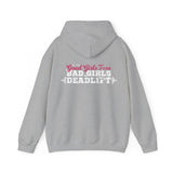 Good Girls Tone Bad Girls Deadlift - Distressed White Dark Logo - Unisex Heavy Blend Hooded Sweatshirt