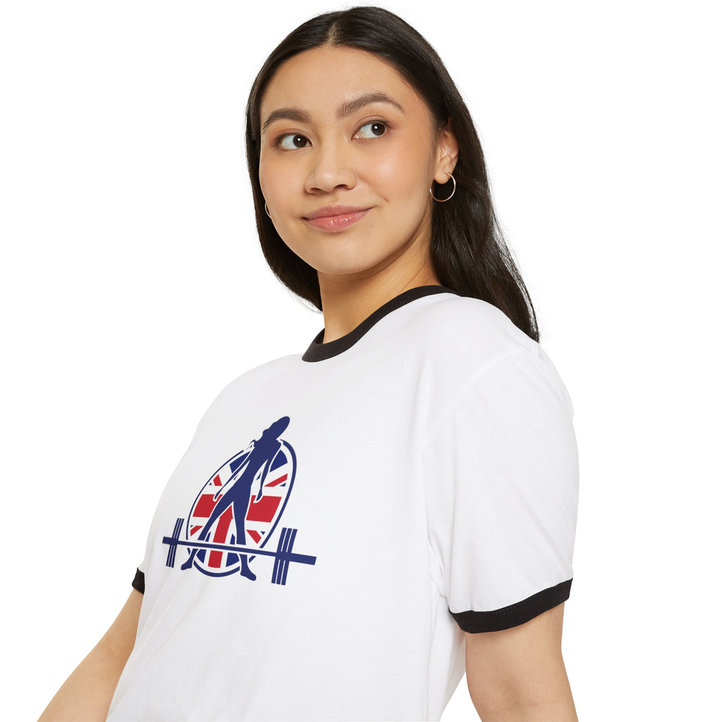 UK Collection - Unisex Cotton Ringer T-Shirt - Front Logo Front Plain Back