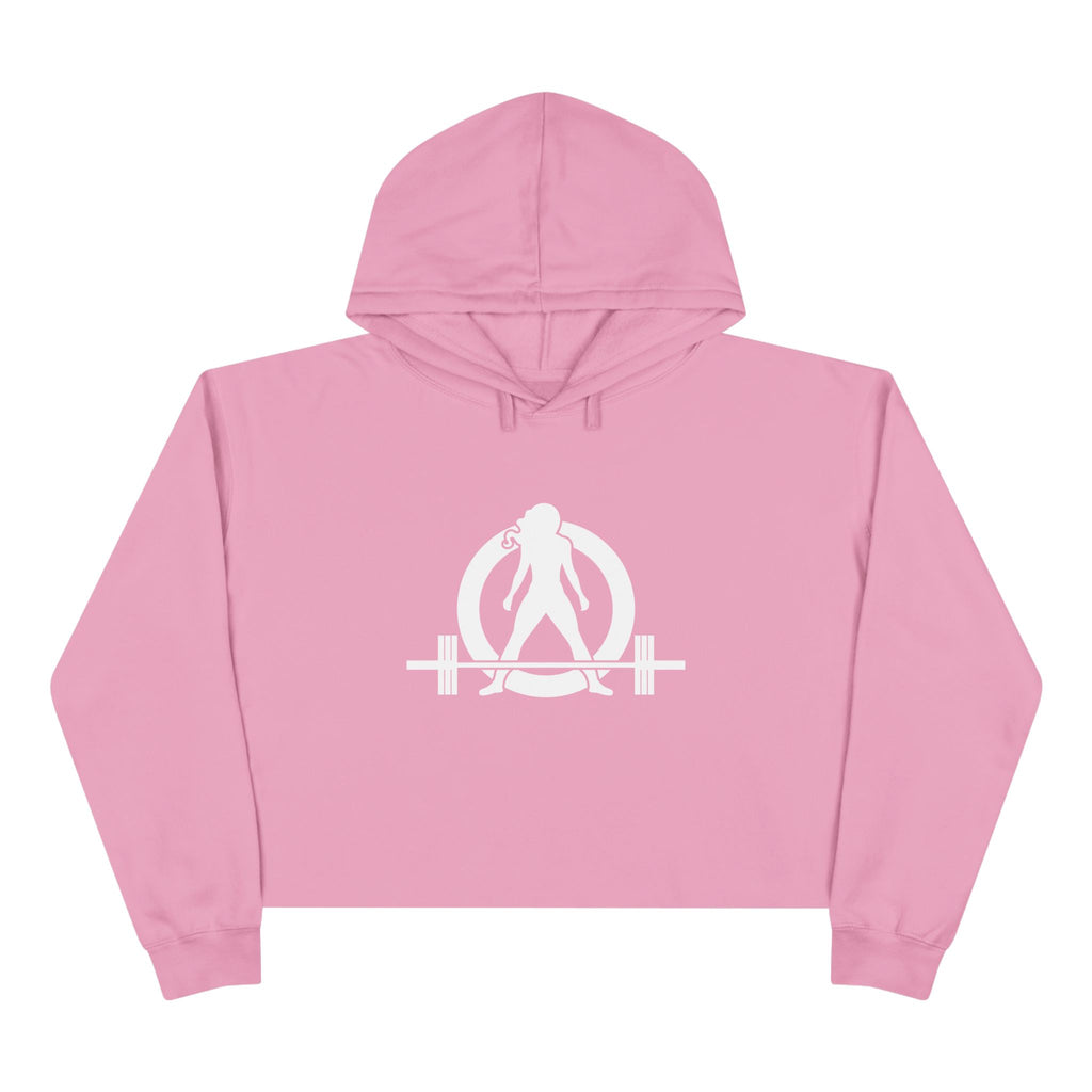 Empowered Crop Hoodie – For Strong Women Who Lift - White Classic Logo
