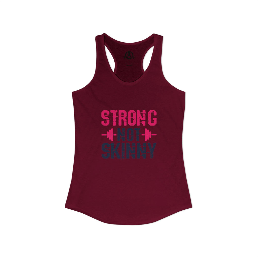 Strong Not Skinny - Color Distressed Logo - Women's Ideal Racerback Tank - Front & Back Print