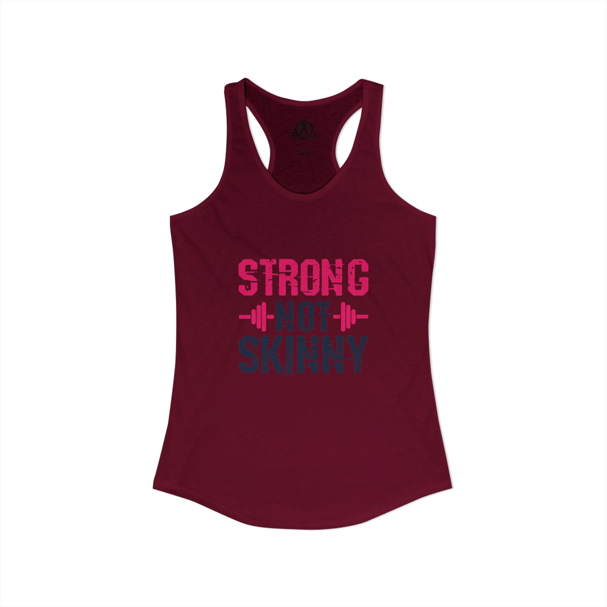 Strong Not Skinny - Color Distressed Logo - Women's Ideal Racerback Tank - Front & Back Print