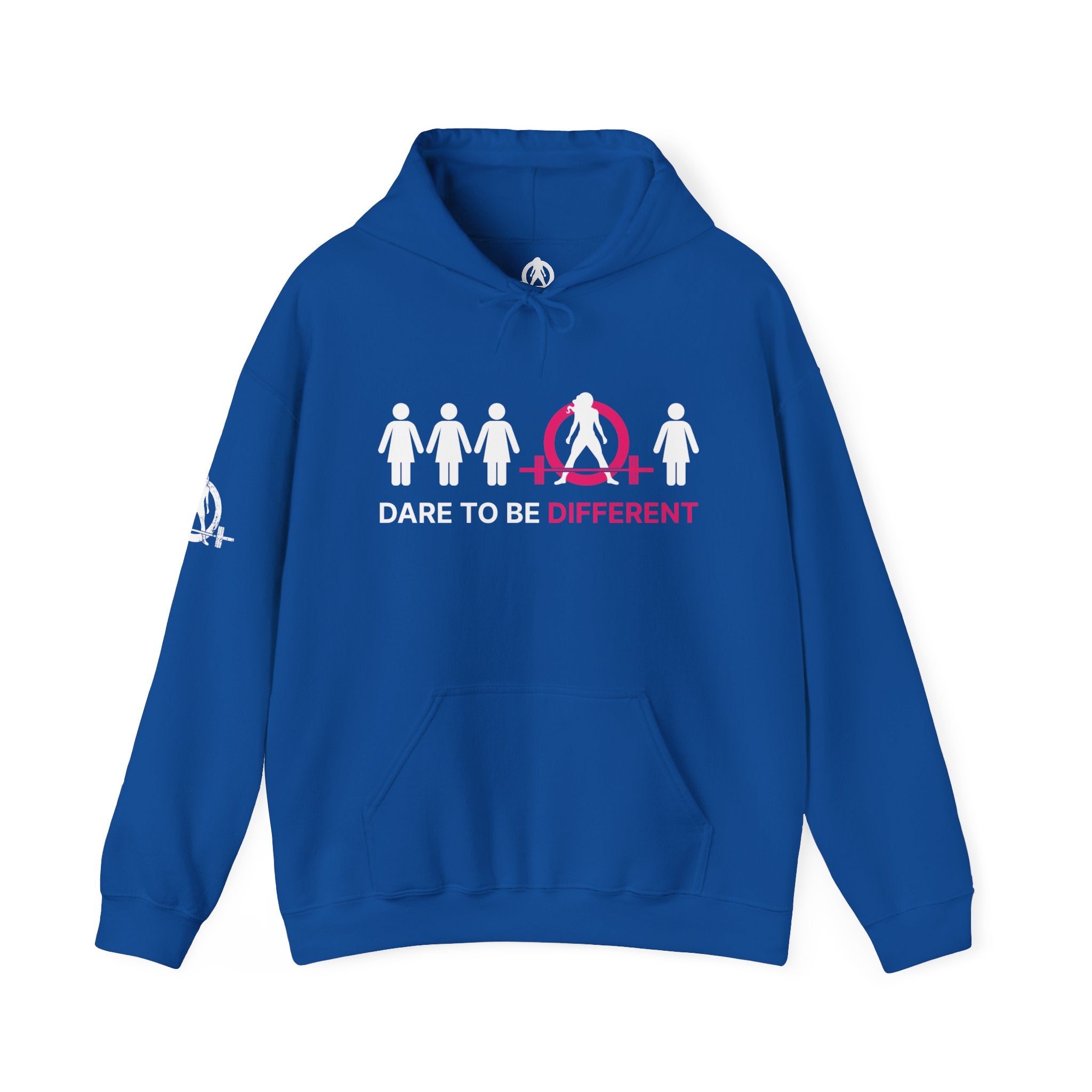 Dare To Be Different - Deadlift - Unisex Heavy Blend Hooded Sweatshirt - White Print on Front