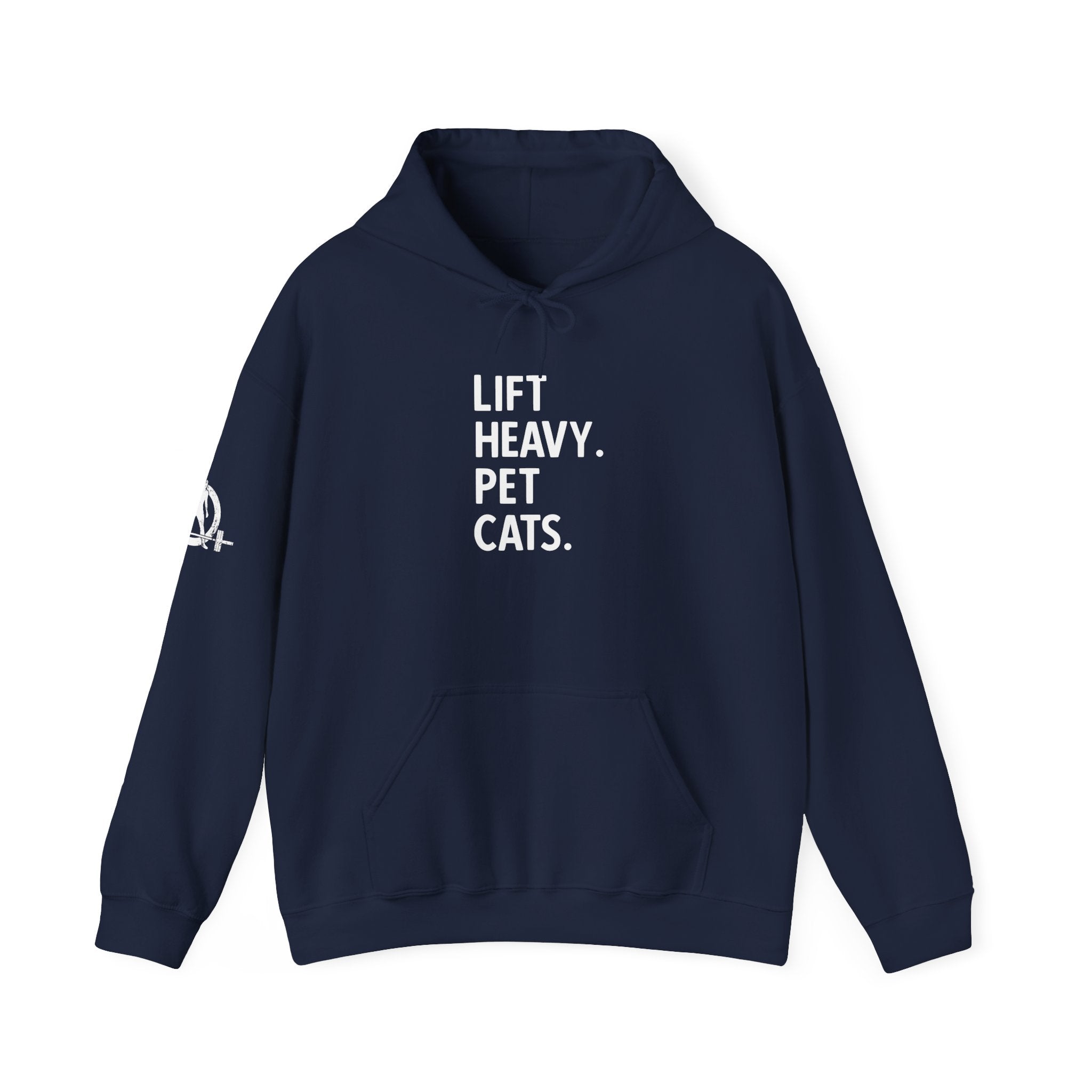 Lift Heavy Pet Cats - Unisex Heavy Blend Hooded Sweatshirt - White Logo