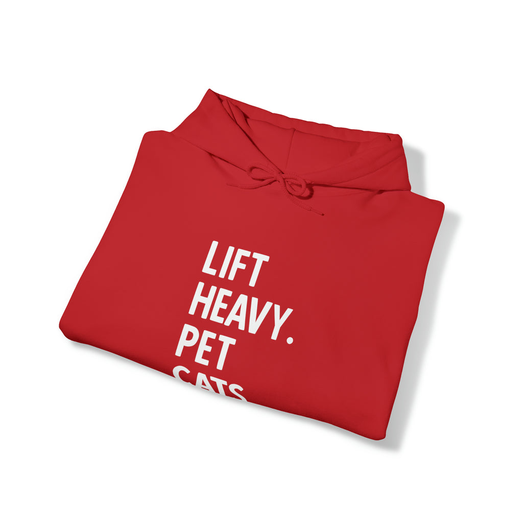 Lift Heavy Pet Cats - Unisex Heavy Blend Hooded Sweatshirt - White Front Logo
