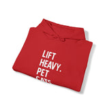 Lift Heavy Pet Cats - Unisex Heavy Blend Hooded Sweatshirt - White Logo