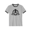 45 + 45 - Unisex Cotton Ringer T-Shirt - Black Logo Front & Back