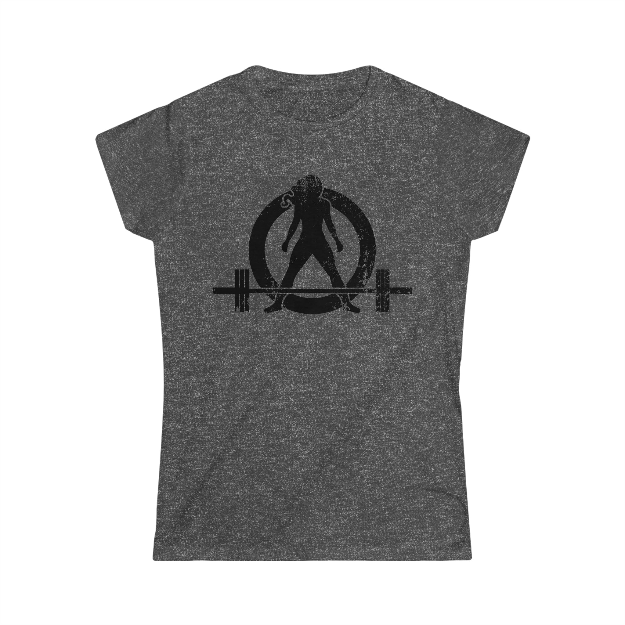 Good Girls Tone, Bad Girls Deadlift - Distressed Dark Logo - Women's Softstyle Tee
