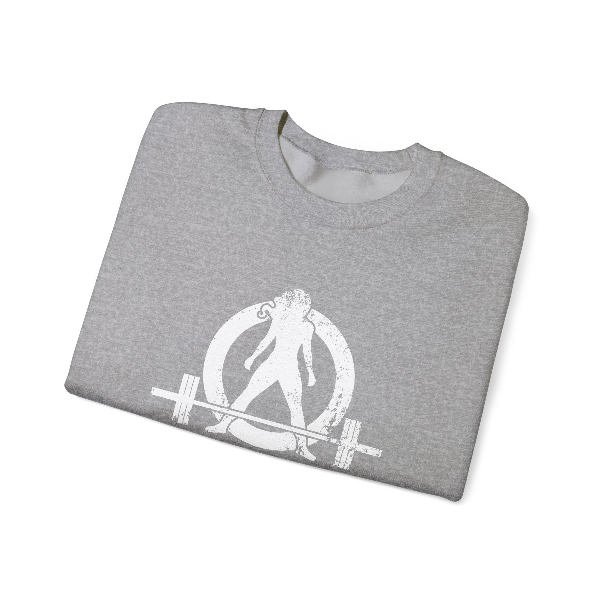 I DON’T WANT TO LOOK SKINNY I WANT TO LOOK LIKE I CAN KICK YOUR ASS - Unisex Heavy Blend™ Crewneck Sweatshirt - Distressed White Logo