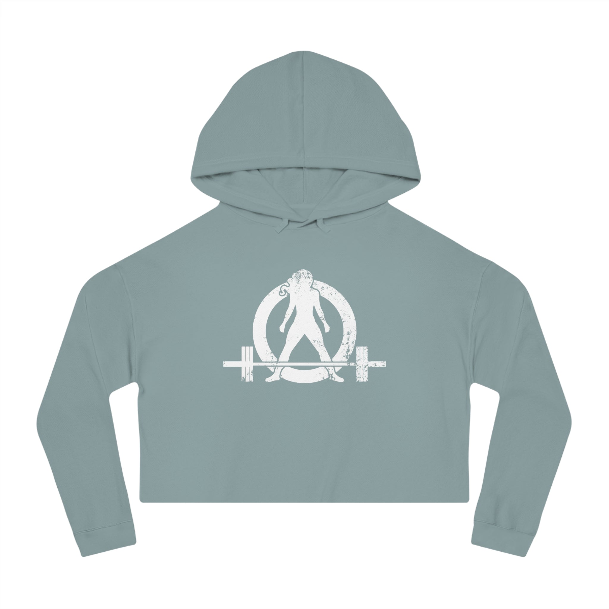 Women’s Cropped Hooded Sweatshirt - White Distressed Logo