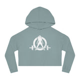 Women’s Cropped Hooded Sweatshirt - White Distressed Logo