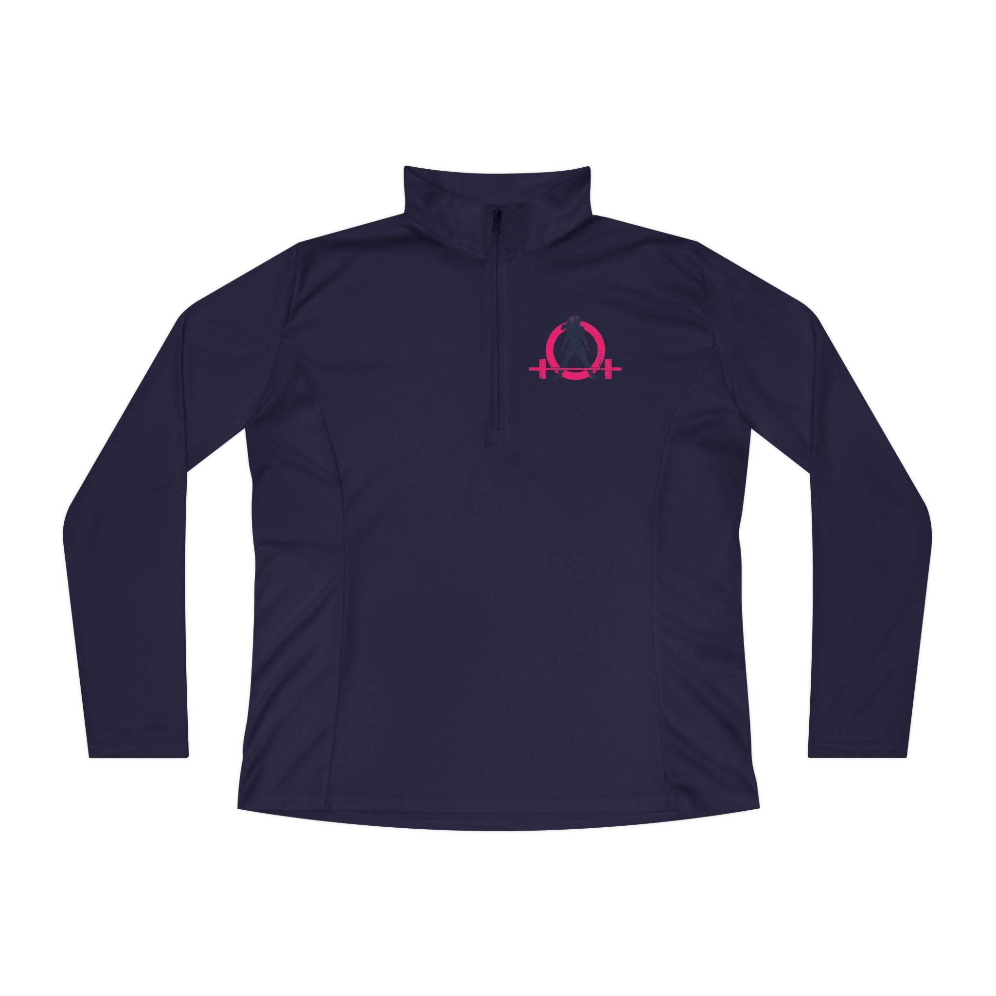 Ladies Quarter-Zip Pullover - White Distressed Logo