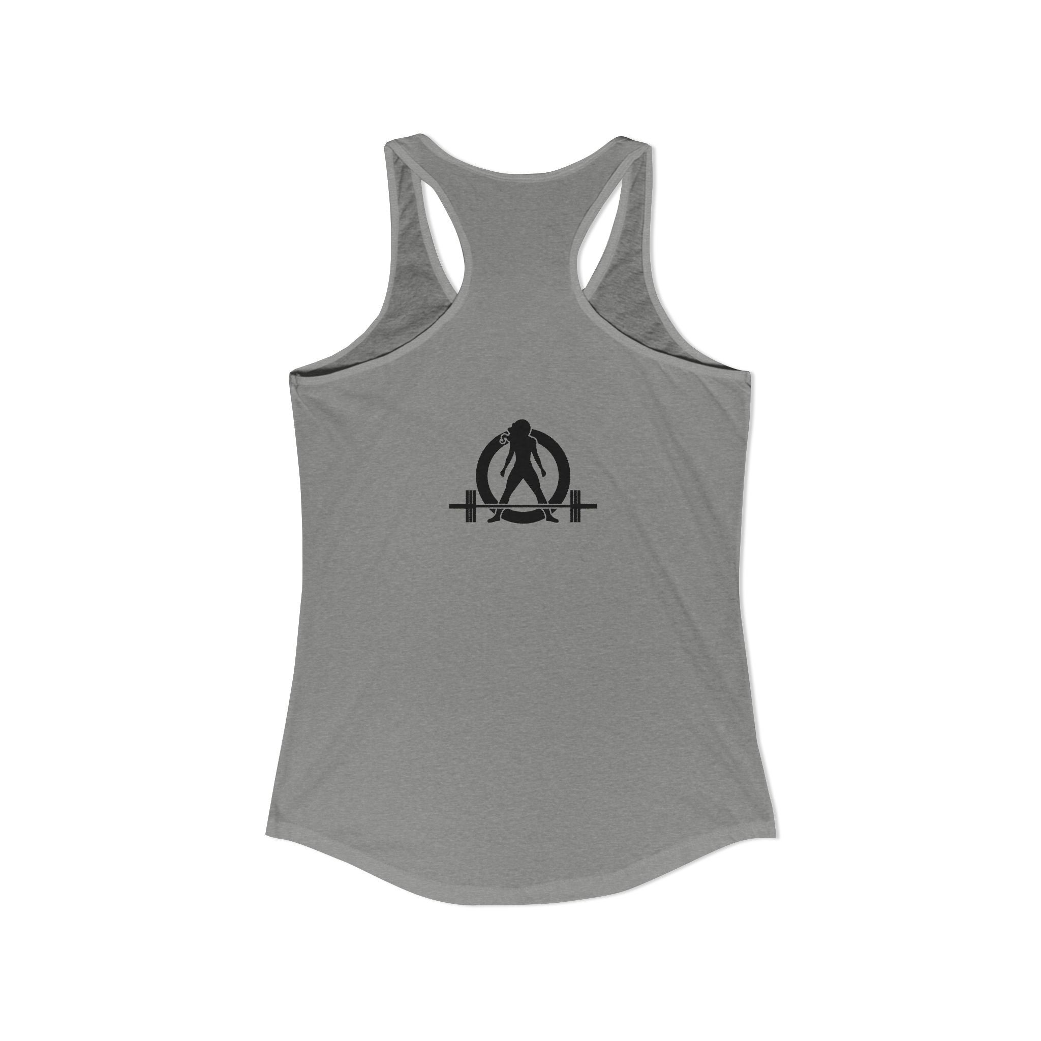 ALL I NEED IS Coffee and a Barbell - Women's Ideal Racerback Tank - Dark Logo - Front & Back
