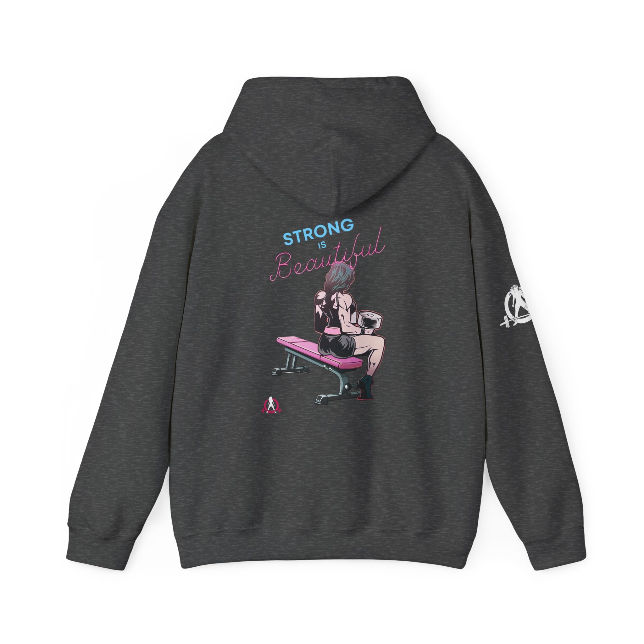 Strong Her Cartoon - Unisex Heavy Blend Hooded Sweatshirt - Logo on Back & Right Sleeve