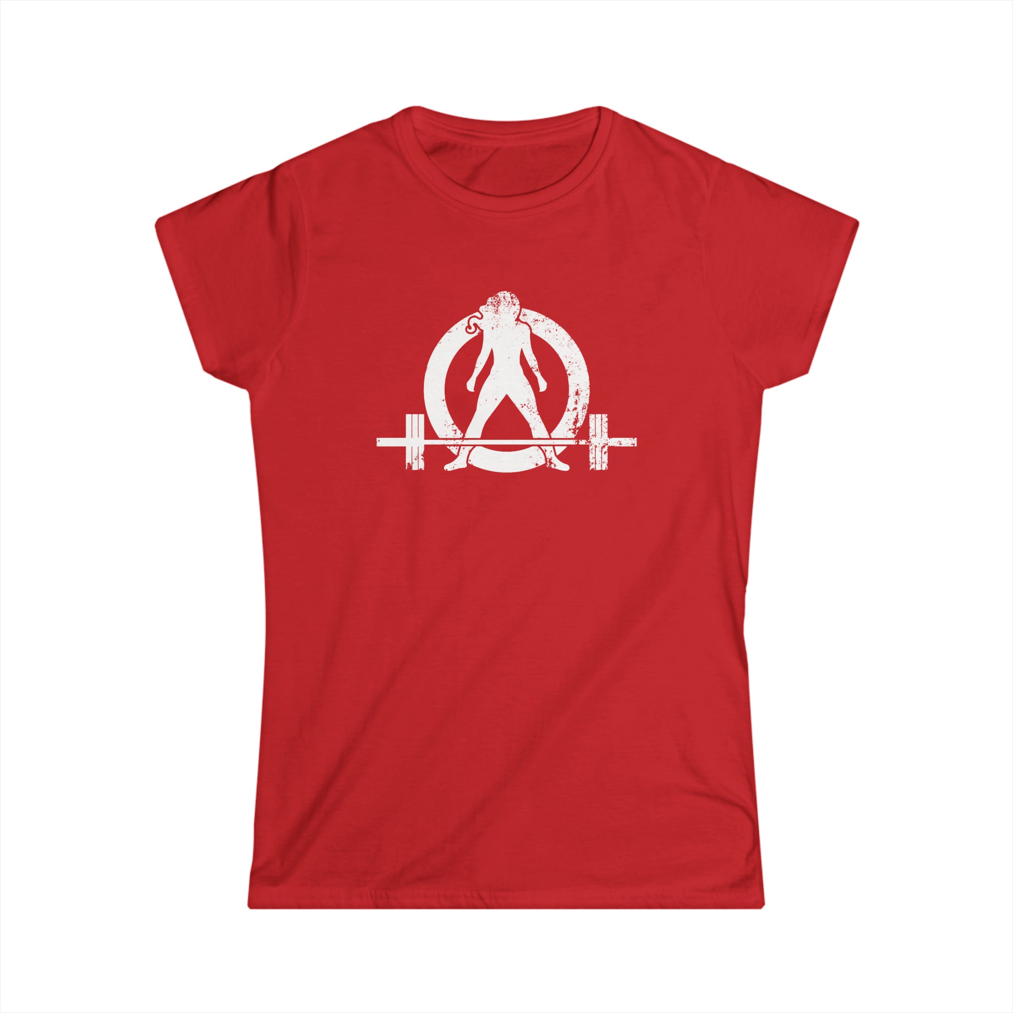 Lift Heavy Shit - Women's Softstyle Tee - White Distressed Logo + Print On Back