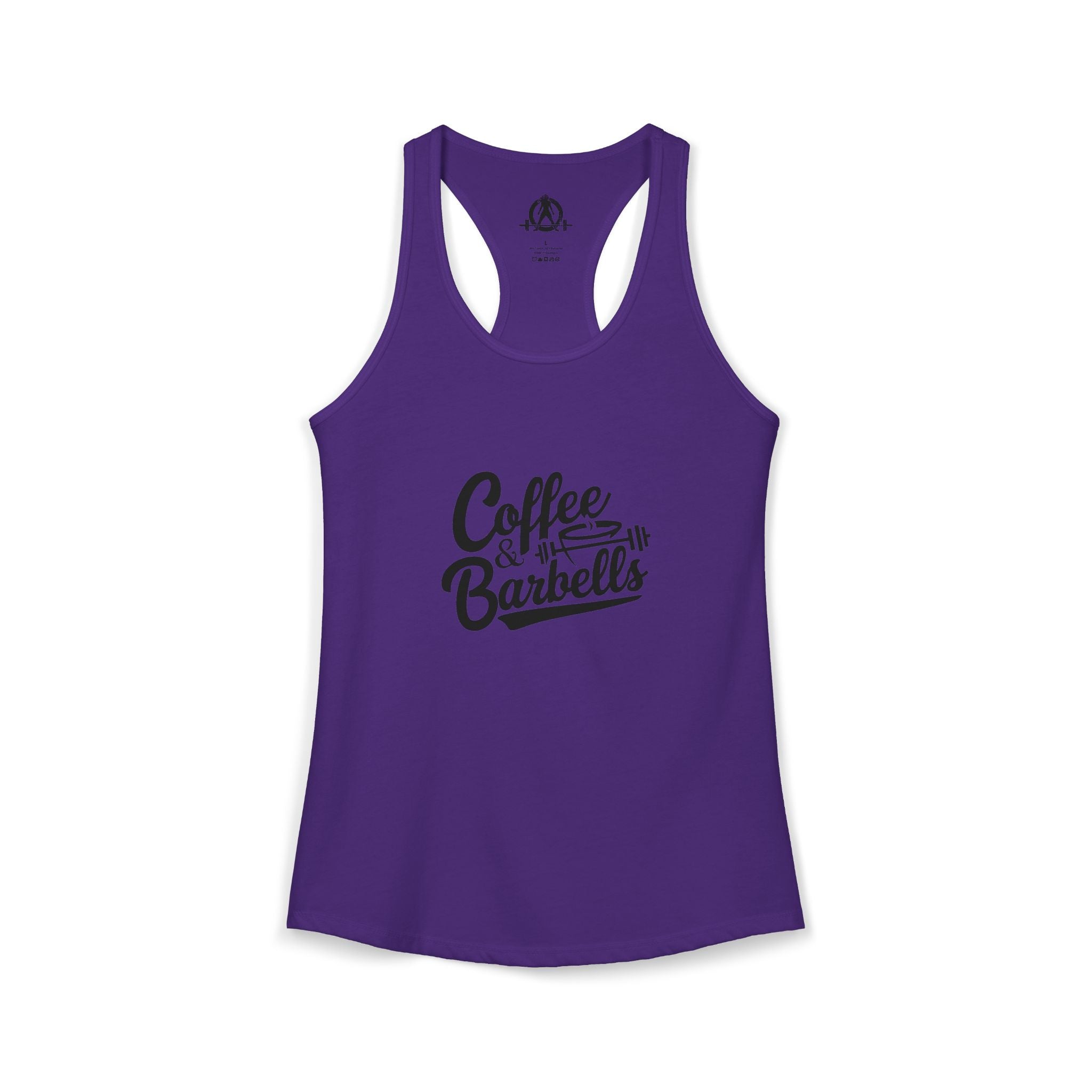 Coffee & Barbells - Women's Ideal Racerback Tank - Black Logo Plain Back