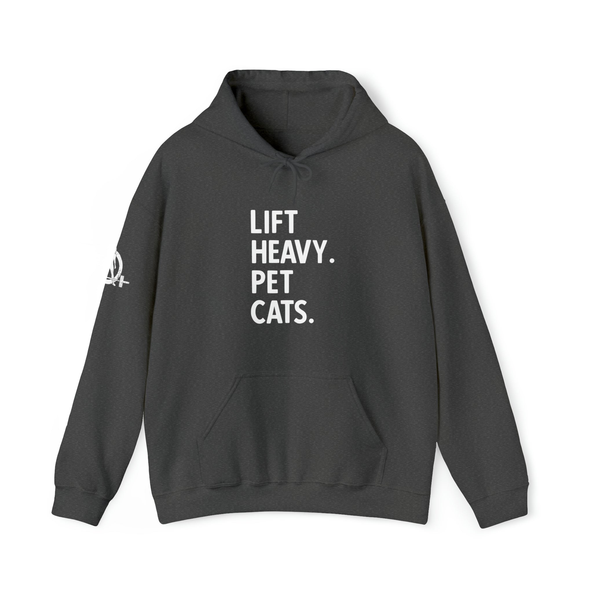 Lift Heavy Pet Cats - Unisex Heavy Blend Hooded Sweatshirt - White Front Logo