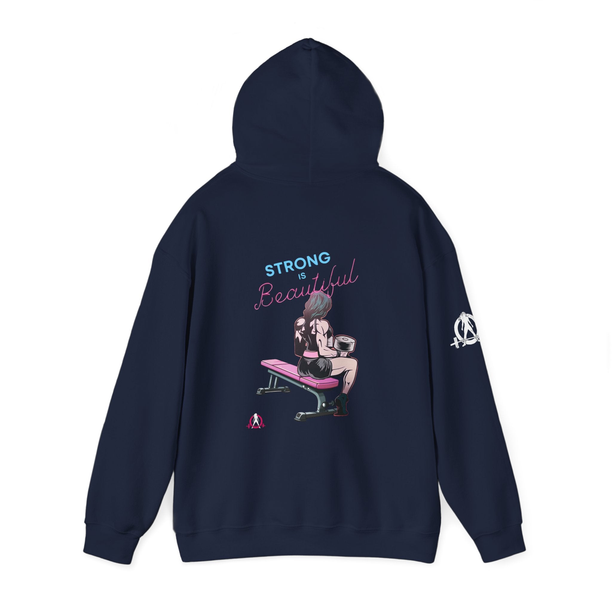 Strong Her Cartoon - Unisex Heavy Blend Hooded Sweatshirt - Logo on Back & Right Sleeve