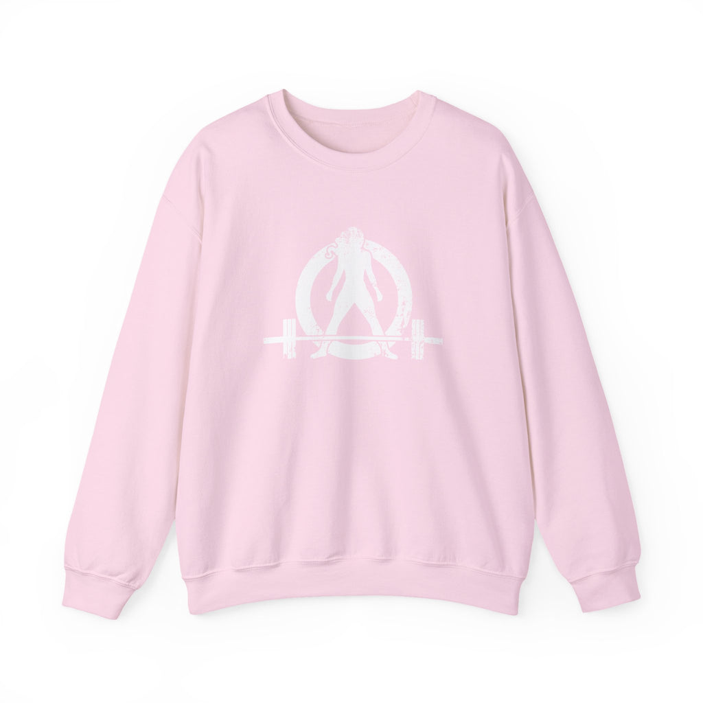 I DON’T WANT TO LOOK SKINNY I WANT TO LOOK LIKE I CAN KICK YOUR ASS - Unisex Heavy Blend™ Crewneck Sweatshirt - Distressed White Logo