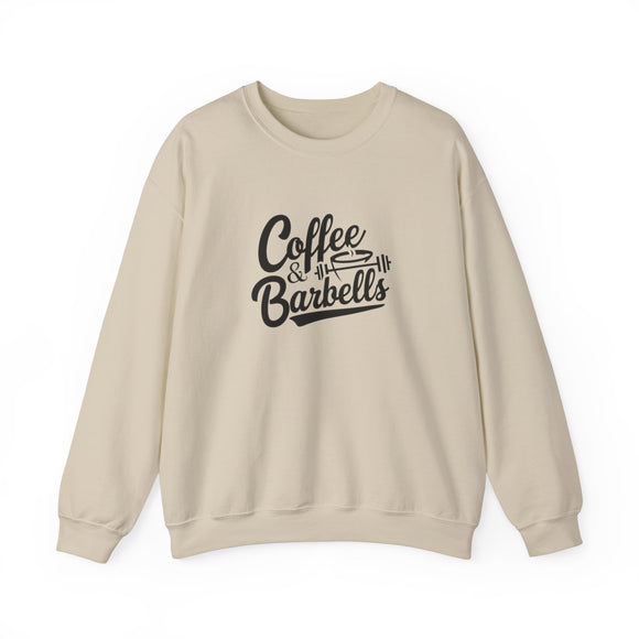 Coffee & Barbells - Unisex Heavy Blend™ Crewneck Sweatshirt - Black Logo on Front