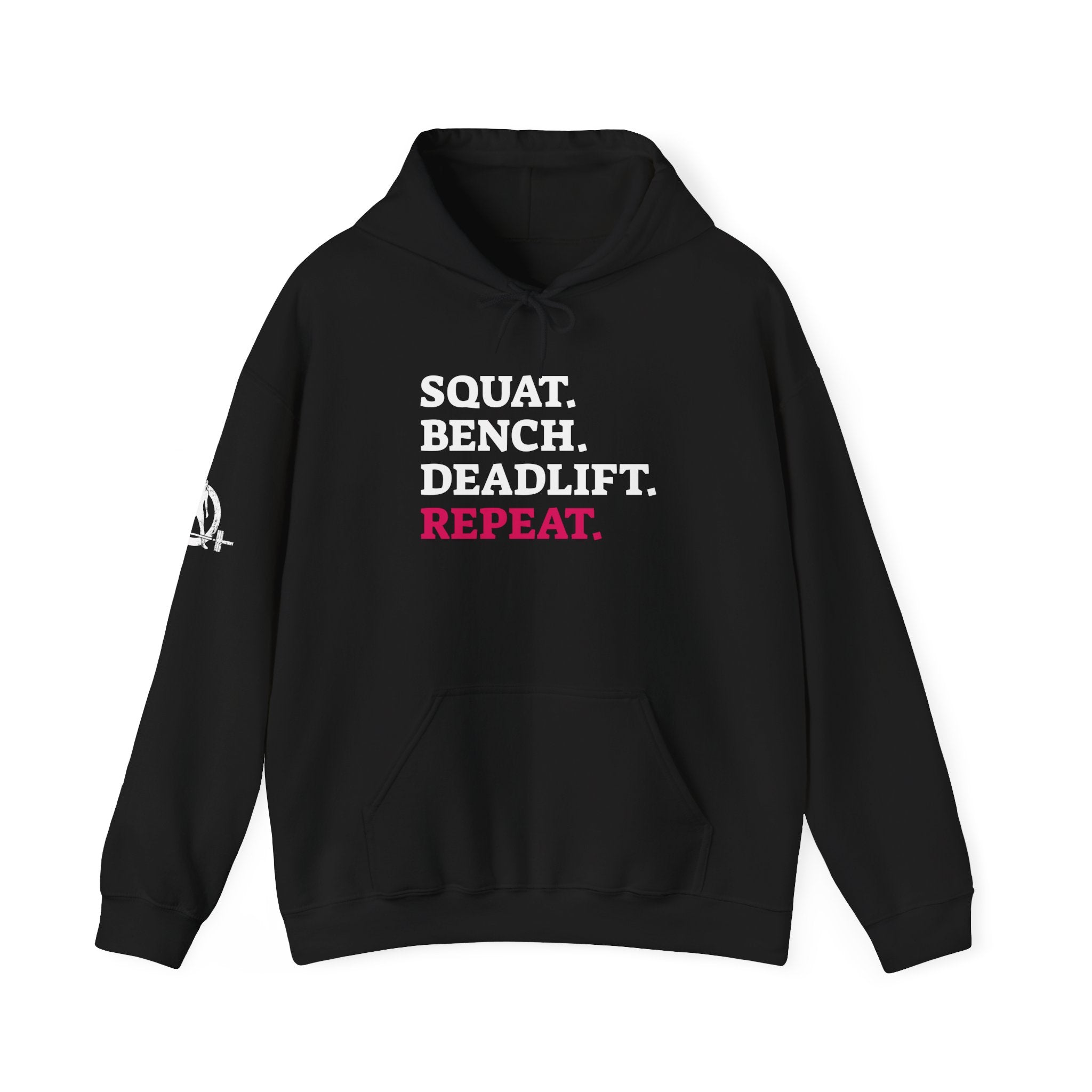 WWLW “Squat • Bench • Deadlift • Repeat” Hoodie - Front Logo & Side Arm