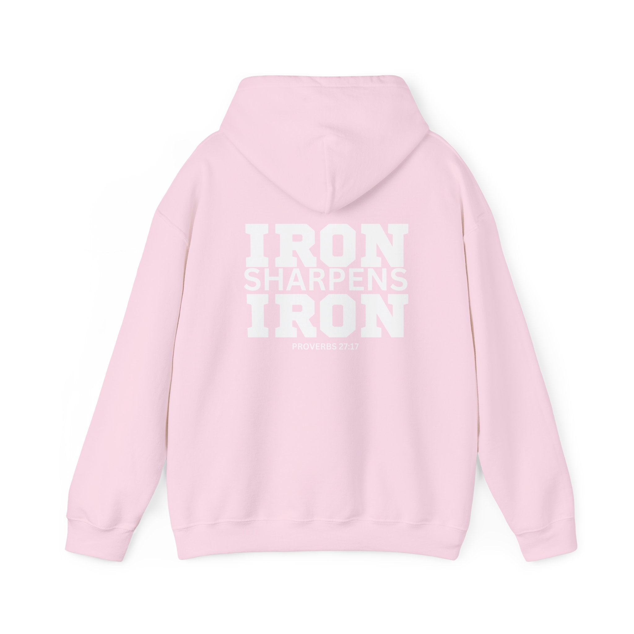 Iron Sharpens Iron - Unisex Heavy Blend Hooded Sweatshirt - White Print on Front & Back