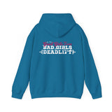 Good Girls Tone Bad Girls Deadlift - Distressed White Dark Logo - Unisex Heavy Blend Hooded Sweatshirt