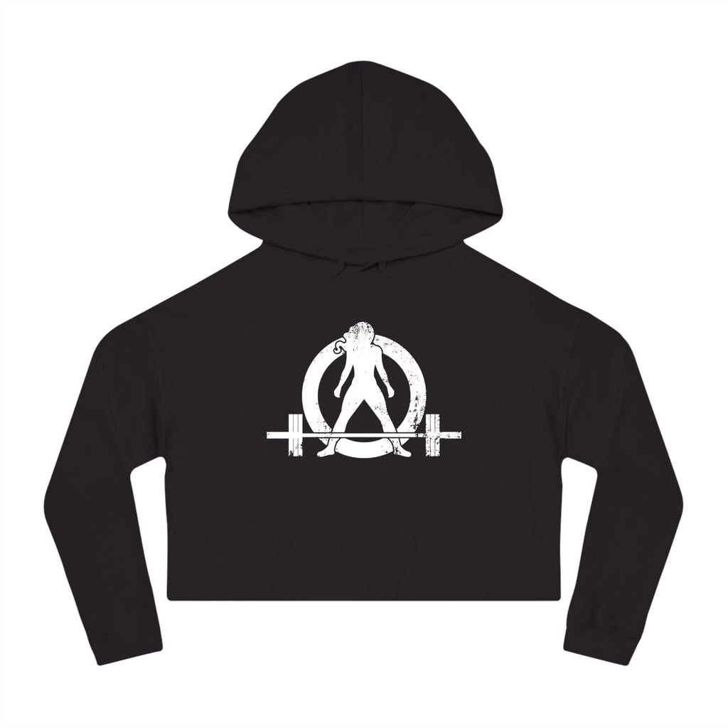 Women’s Cropped Hooded Sweatshirt - White Distressed Logo