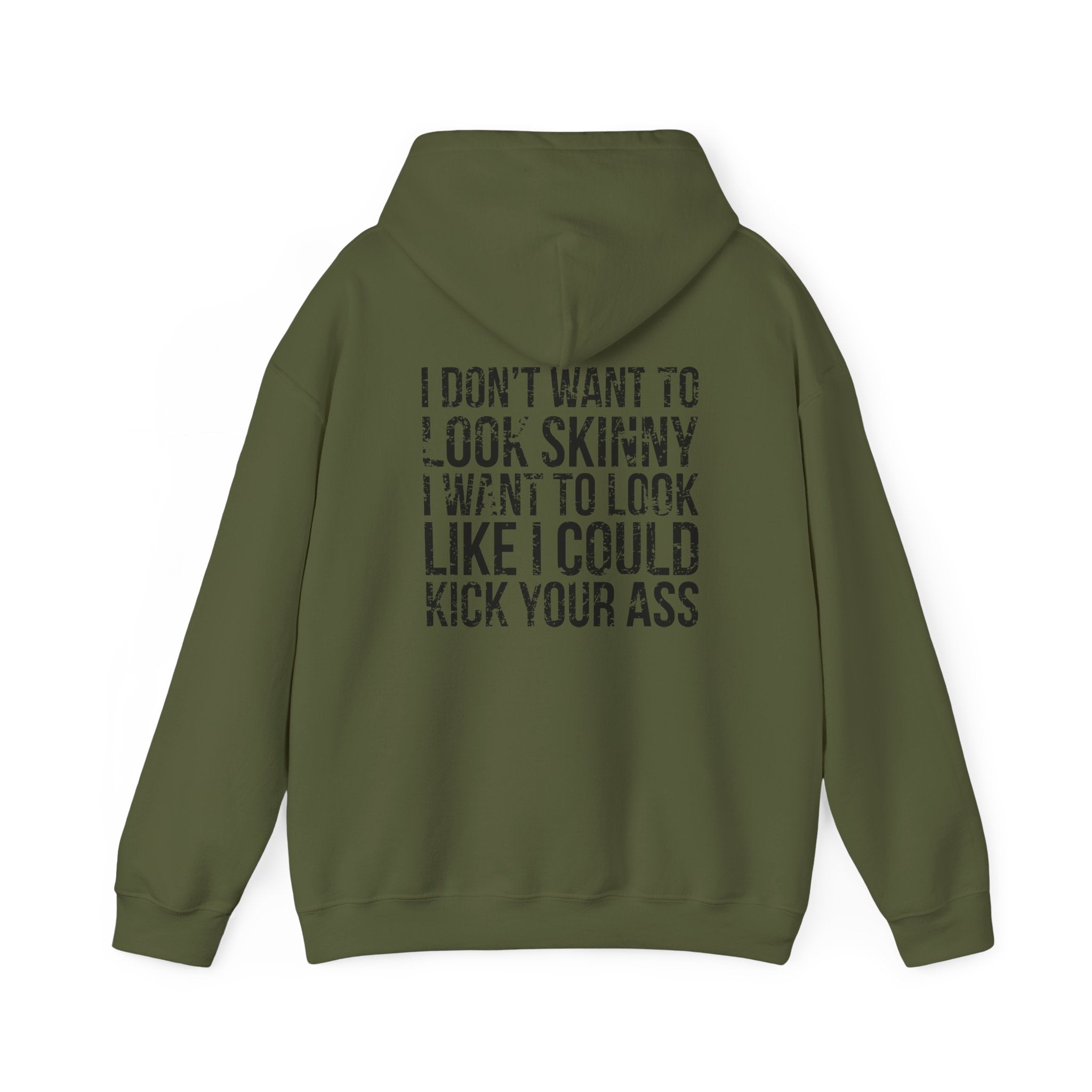 Kick Your Ass - Unisex Heavy Blend Hooded Sweatshirt  - Distressed White Logo Front & Back